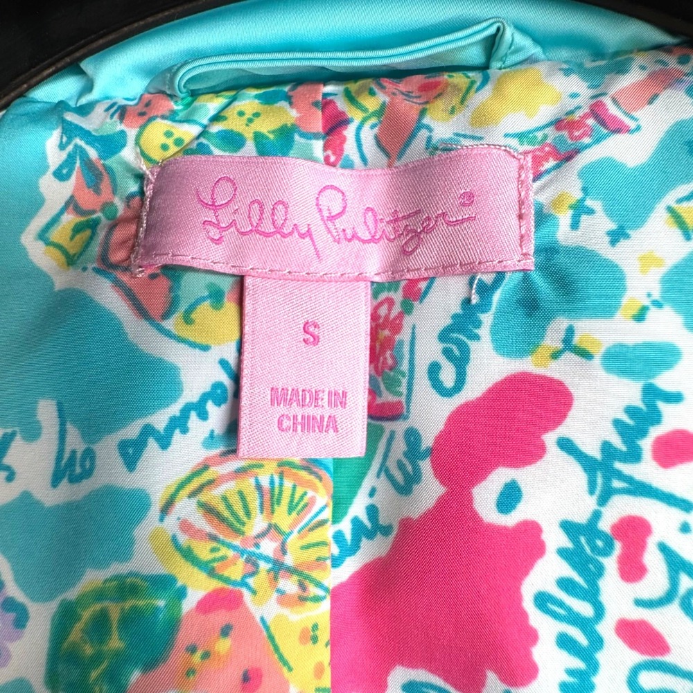 Lilly Pulitzer Turquoise Blue Quilted Duck Down Syd Puffer Vest Women Small - Picture 3 of 10